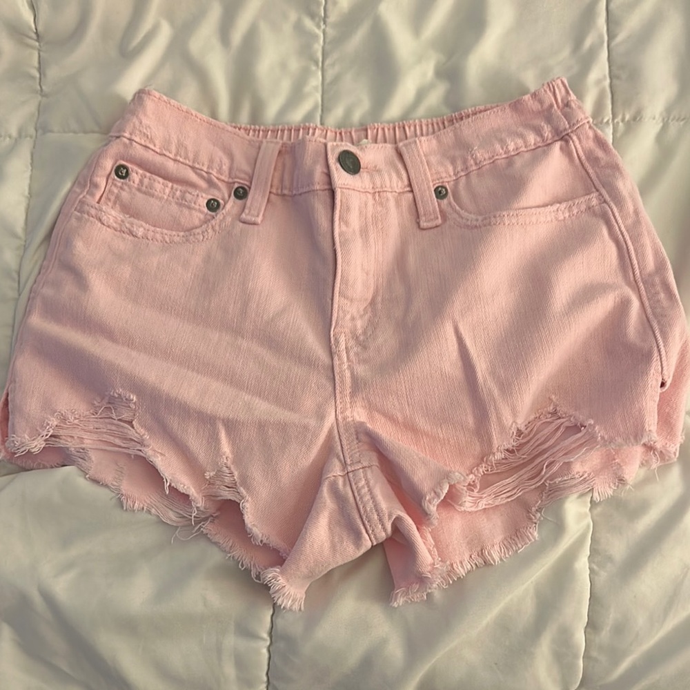 Aerie Light Pink Distressed Jean Shorts